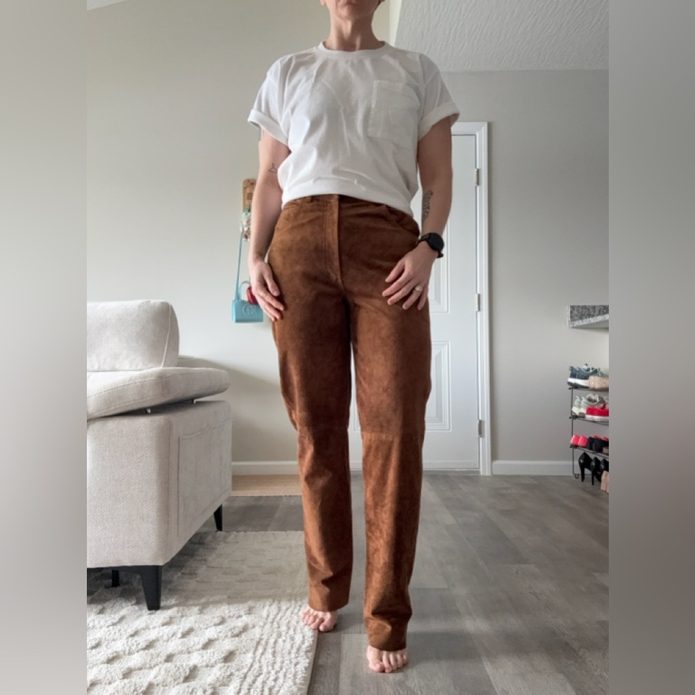 Brown Genuine Suede Pants, Size 8